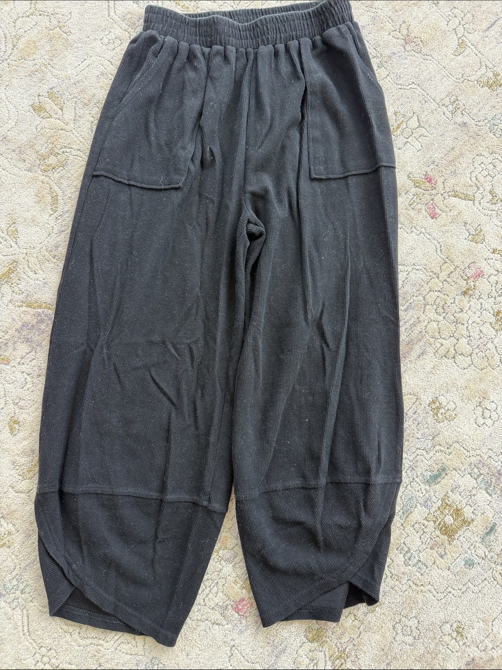 Women’s Black Casual Elastic-Waist Pants